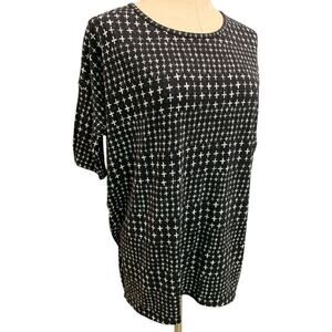 Size Small LulaRoe Womens Irma Tunic Tshirt Hi Lo Black Print